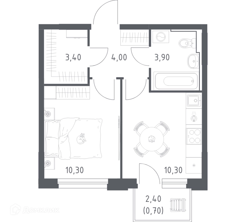 1-комнатная квартира 32.6 м² Химки Парк