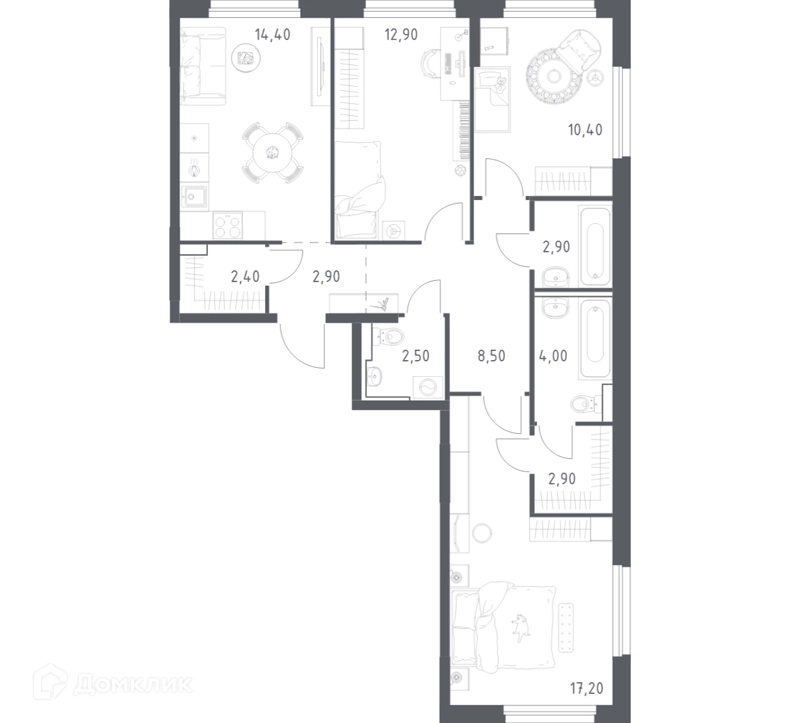 3-комнатная квартира 81 м² Химки Парк