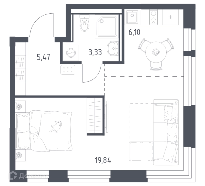 Студия 34.74 м² Квартал Ивакино