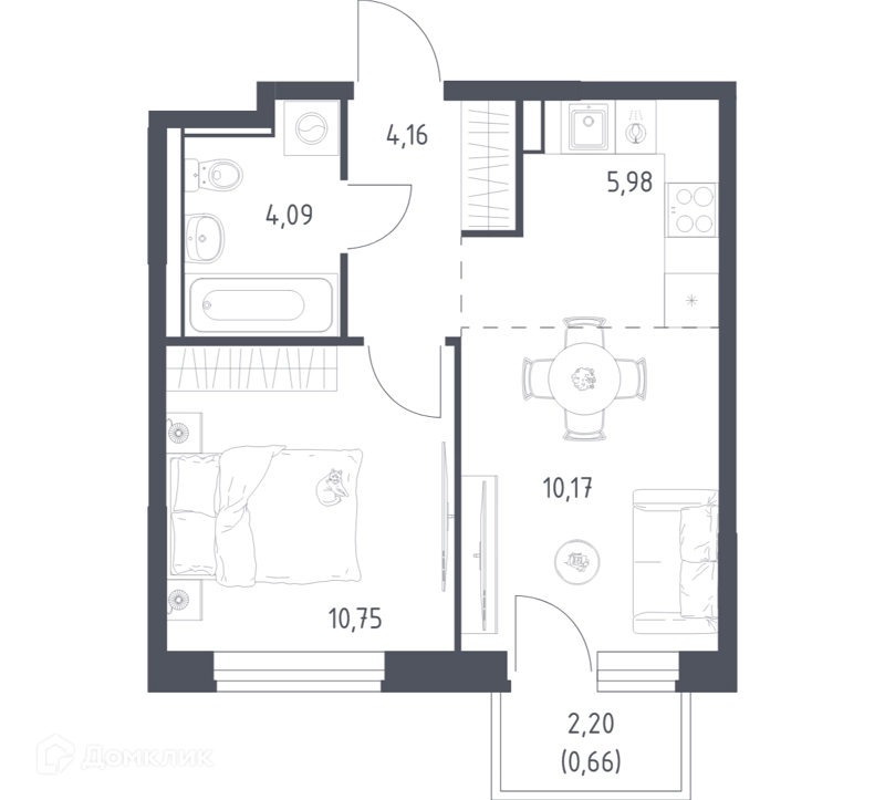 1-комнатная квартира 35.81 м² Квартал Ивакино