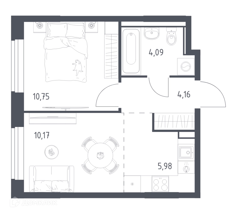 1-комнатная квартира 35.15 м² Квартал Ивакино