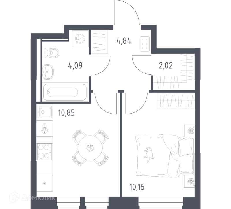 1-комнатная квартира 31.96 м² Квартал Ивакино