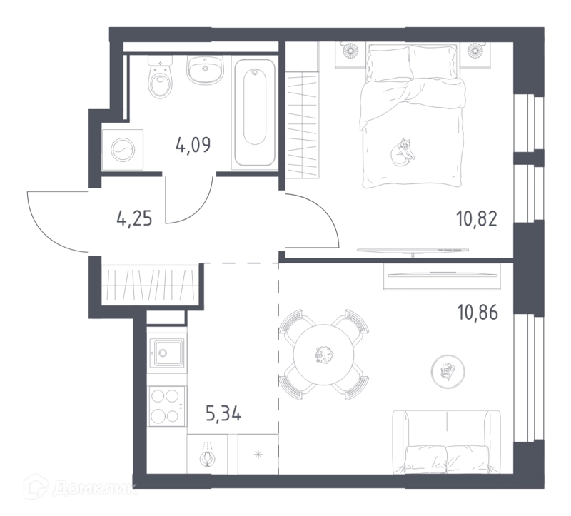 1-комнатная квартира 35.36 м² Квартал Ивакино