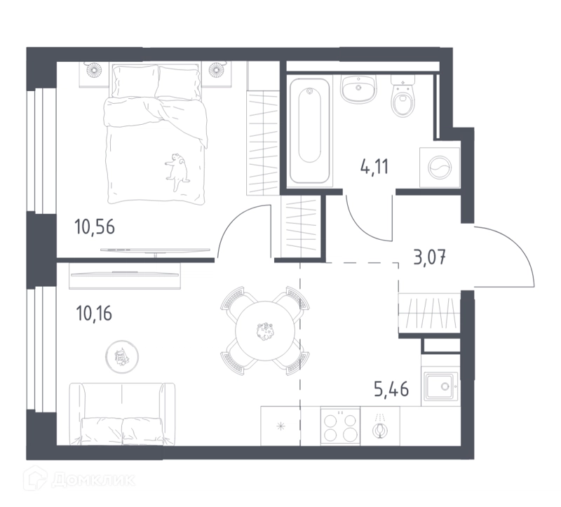 1-комнатная квартира 33.36 м² Квартал Ивакино