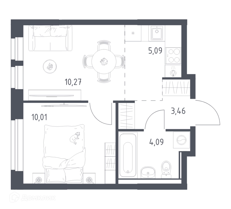 1-комнатная квартира 32.92 м² Квартал Ивакино