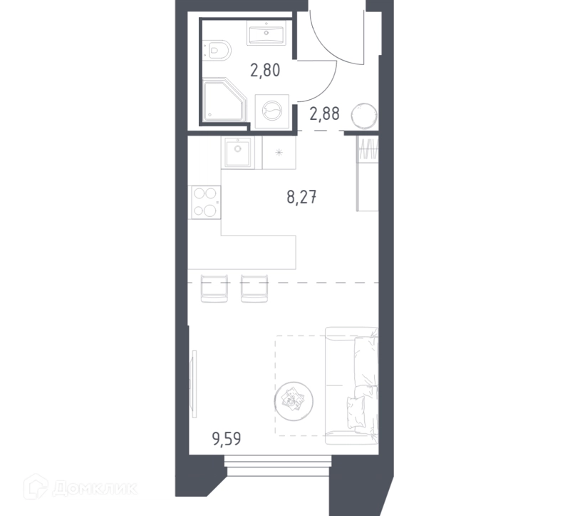 Студия 23.54 м² Скай Спутник