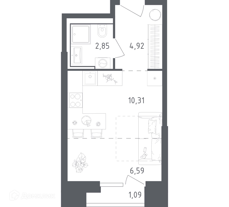 Студия 25.76 м² Скай Спутник