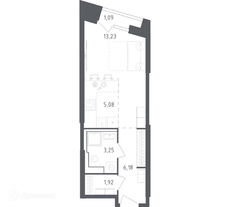 Студия 30.75 м² Скай Спутник