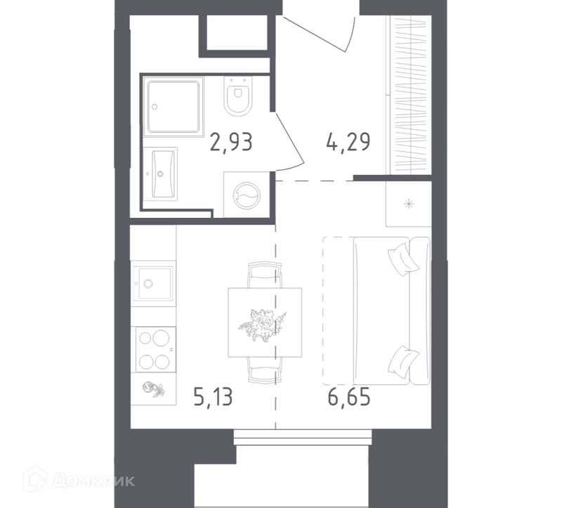 Студия 19 м² Скай Спутник