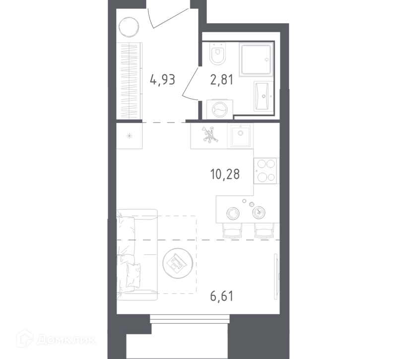 Студия 24.63 м² Скай Спутник