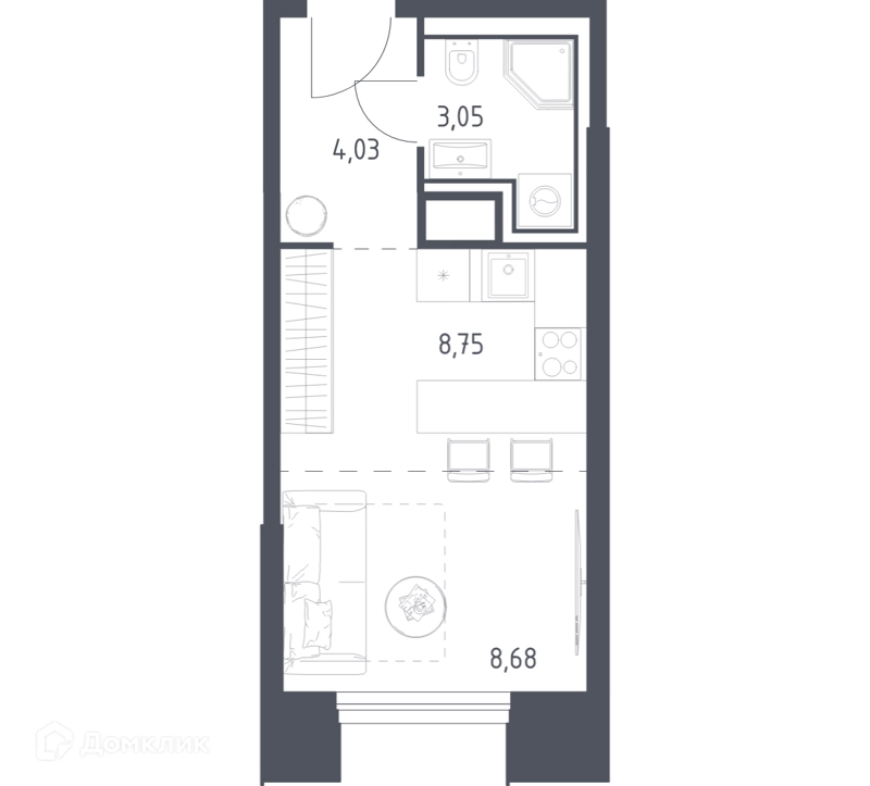 Студия 24.51 м² Скай Спутник