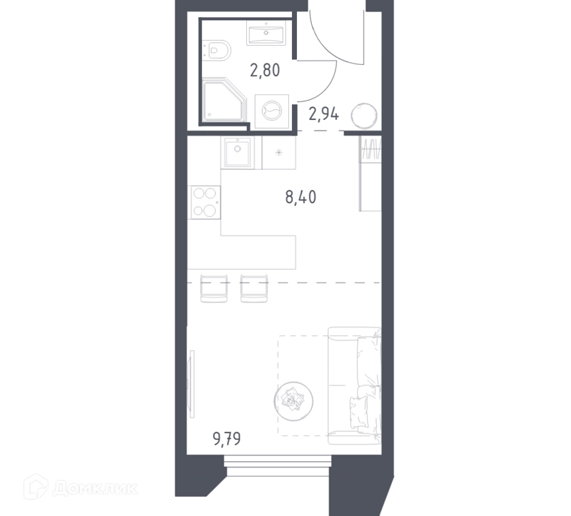 Студия 23.93 м² Скай Спутник