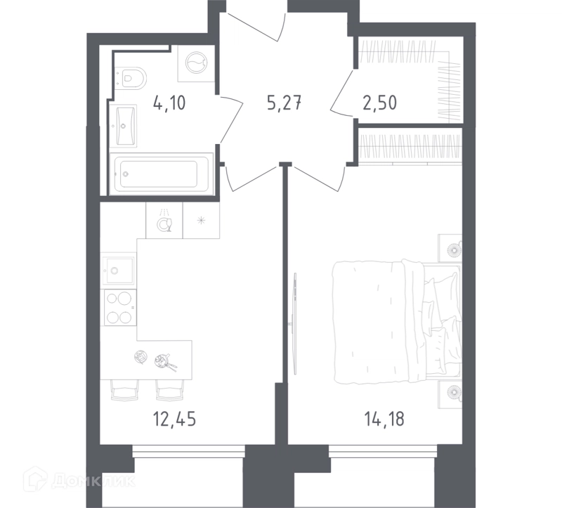 1-комнатные апартаменты 38.5 м² Скай Спутник