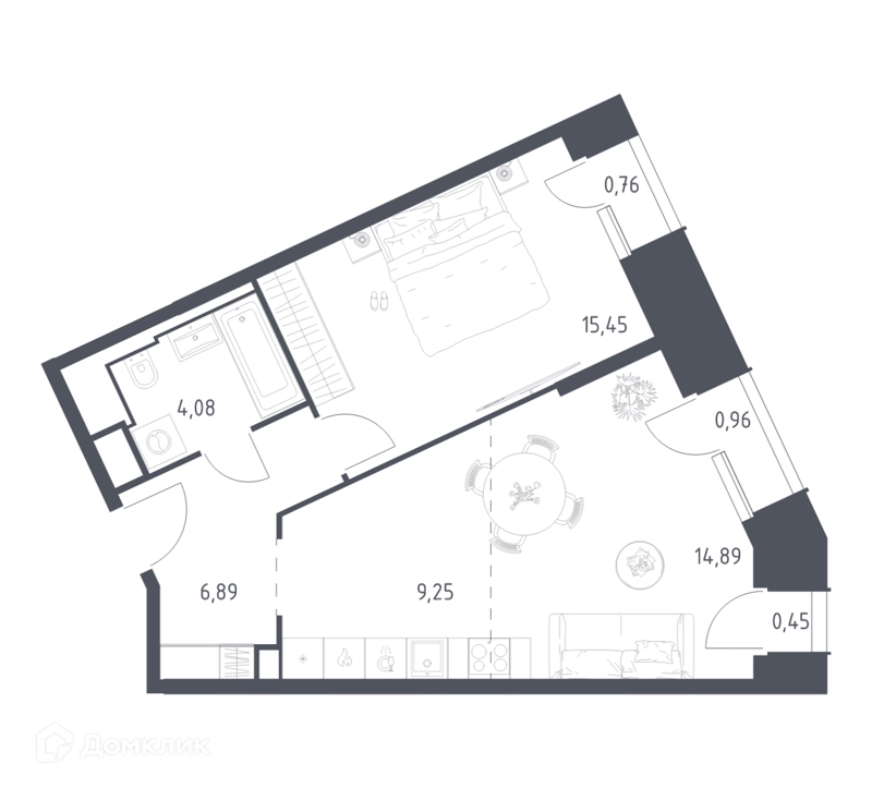 1-комнатные апартаменты 52.73 м² Скай Спутник
