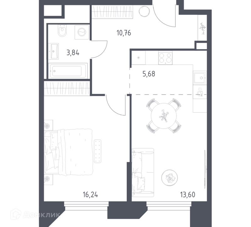 1-комнатные апартаменты 50.12 м² Скай Спутник
