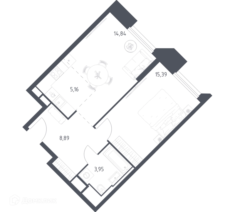 1-комнатные апартаменты 48.23 м² Скай Спутник