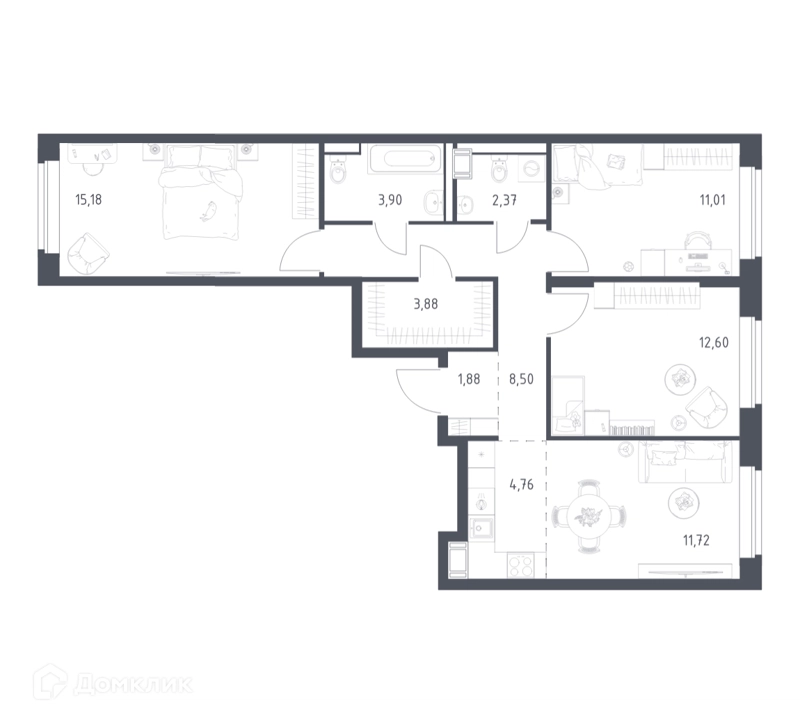  75.8 м² Алхимово