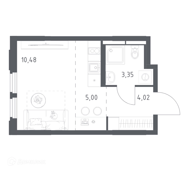 Студия 22.85 м² Космический Квартал