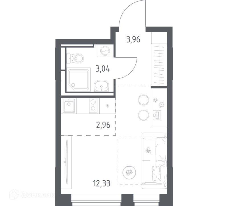 Студия 22.29 м² Богдановский лес