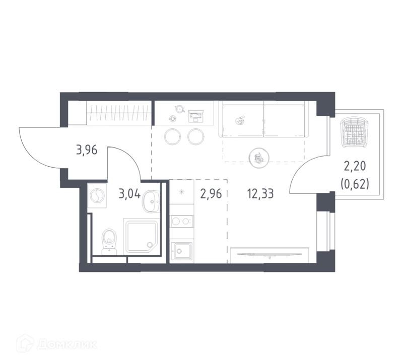 Студия 22.91 м² Богдановский лес