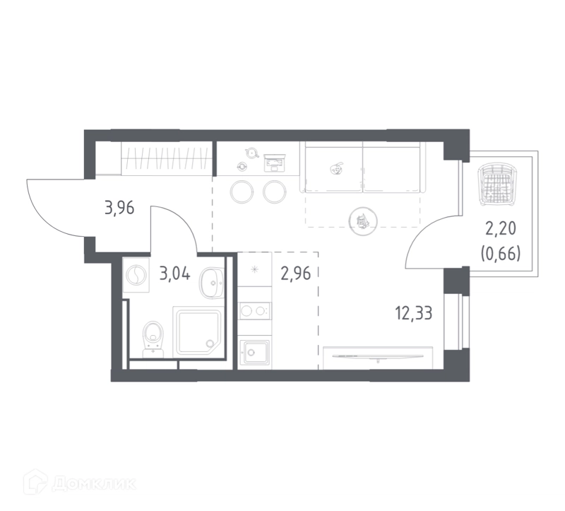 Студия 22.95 м² Богдановский лес