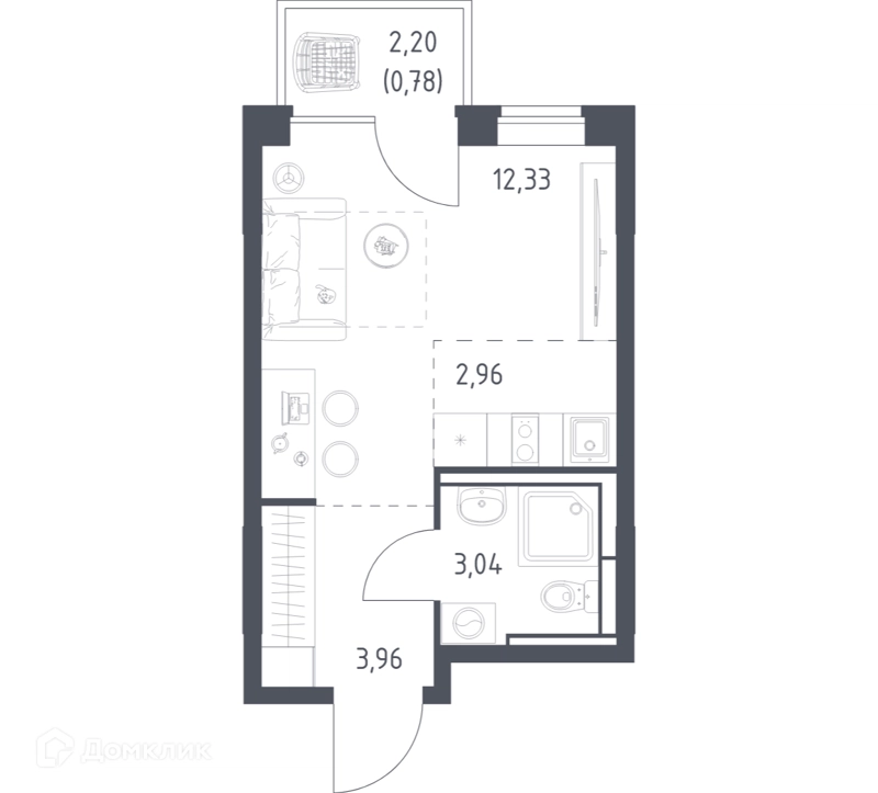 Студия 23.07 м² Богдановский лес