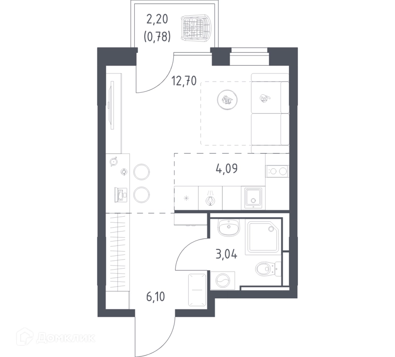 Студия 26.71 м² Богдановский лес