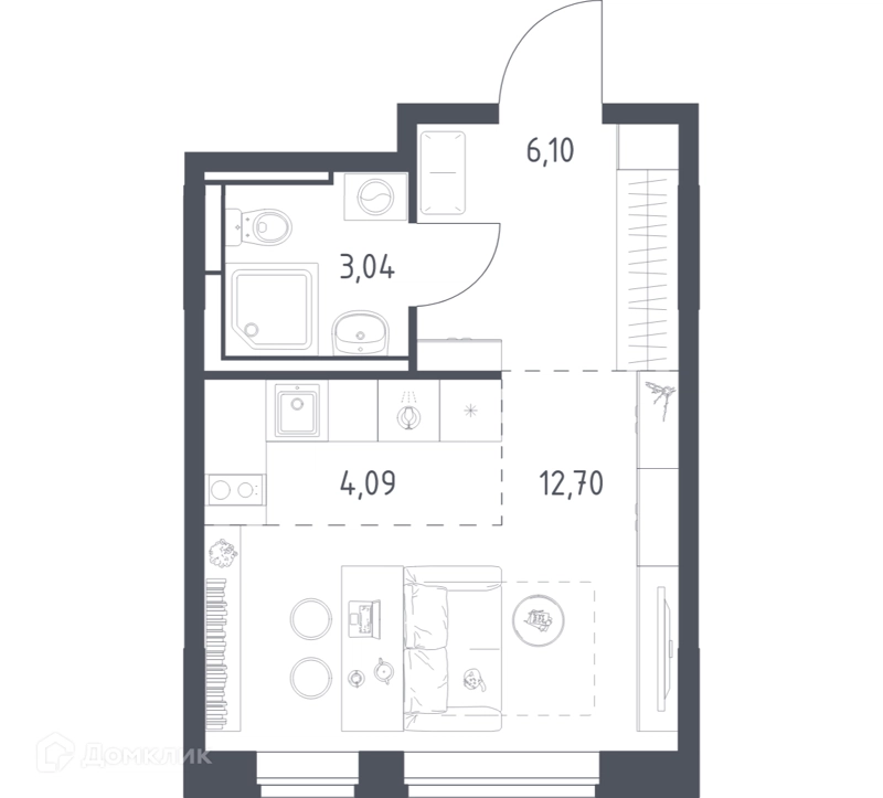 Студия 25.93 м² Богдановский лес