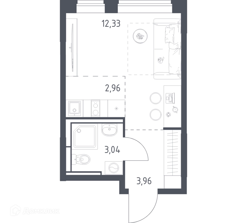 Студия 22.29 м² Богдановский лес