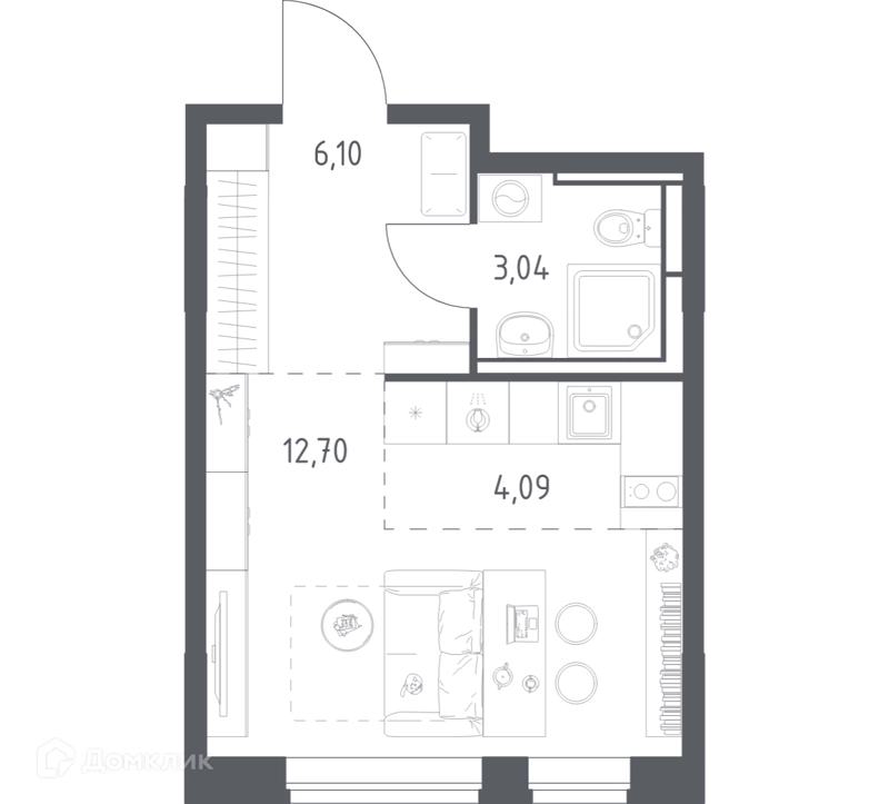 Студия 25.93 м² Богдановский лес