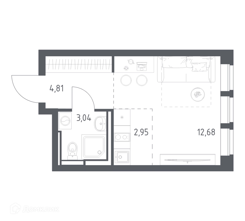 Студия 23.48 м² Богдановский лес