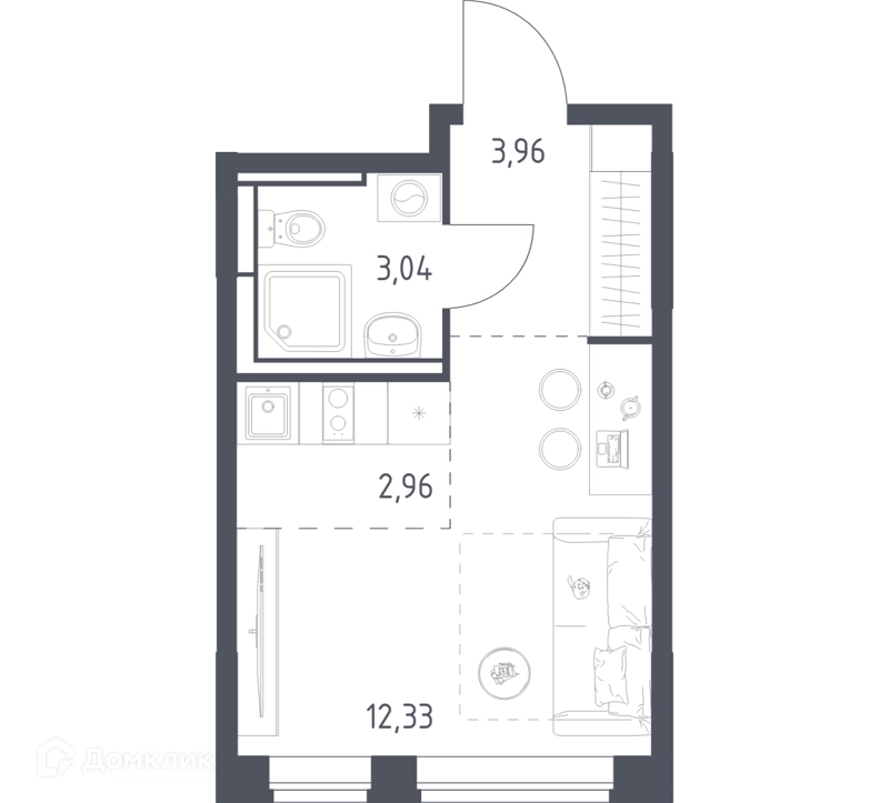 Студия 22.29 м² Богдановский лес