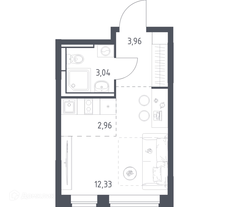 Студия 22.29 м² Богдановский лес