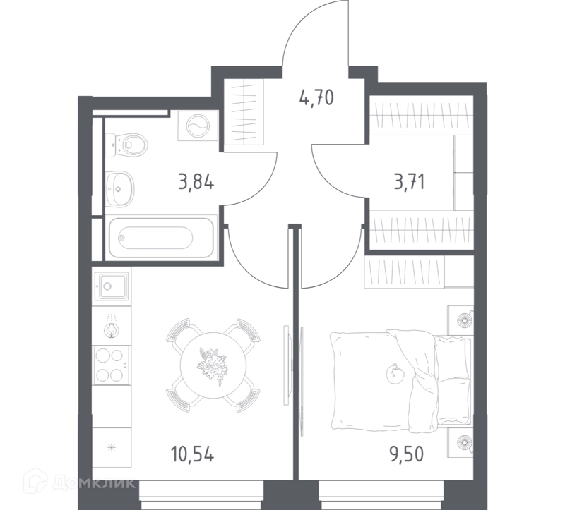 1-комнатная квартира 32.29 м² Богдановский лес