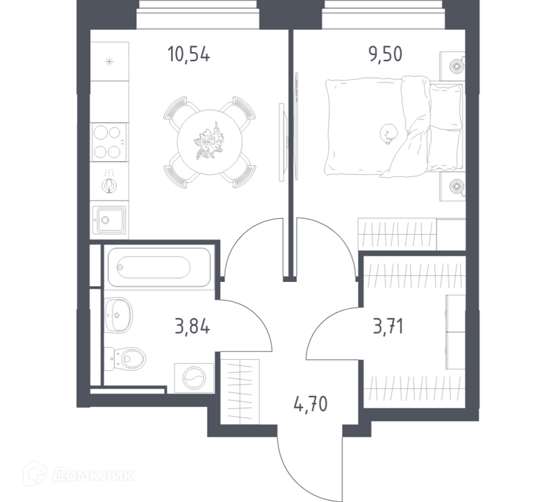1-комнатная квартира 32.29 м² Богдановский лес