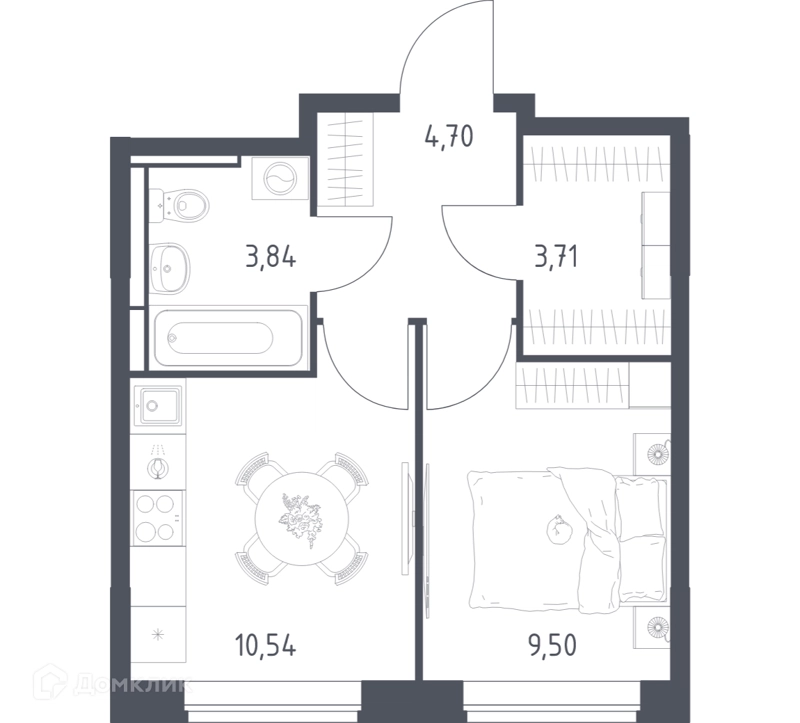 1-комнатная квартира 32.29 м² Богдановский лес