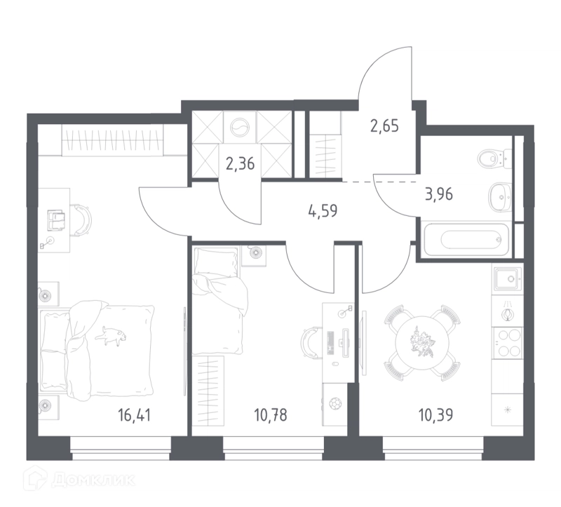 2-комнатная квартира 51.14 м² Богдановский лес
