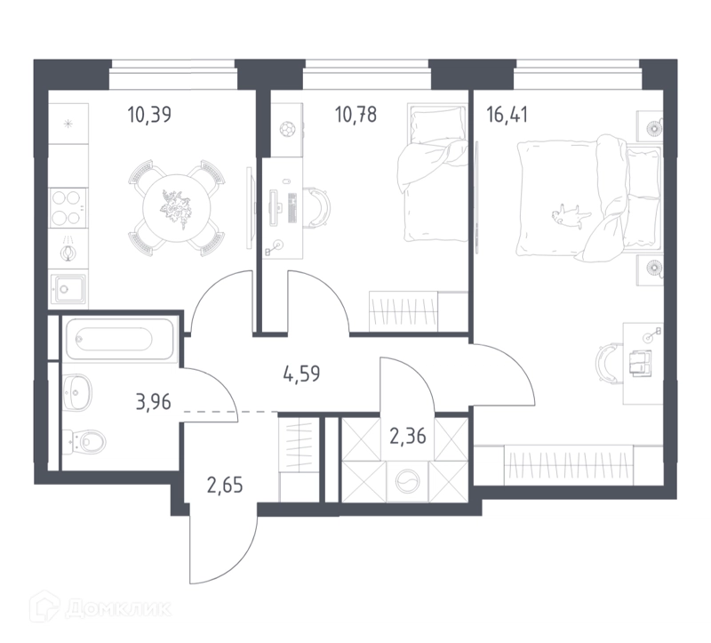 2-комнатная квартира 51.14 м² Богдановский лес