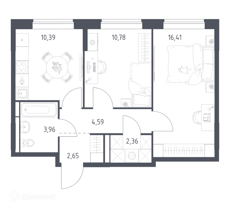 2-комнатная квартира 51.14 м² Богдановский лес