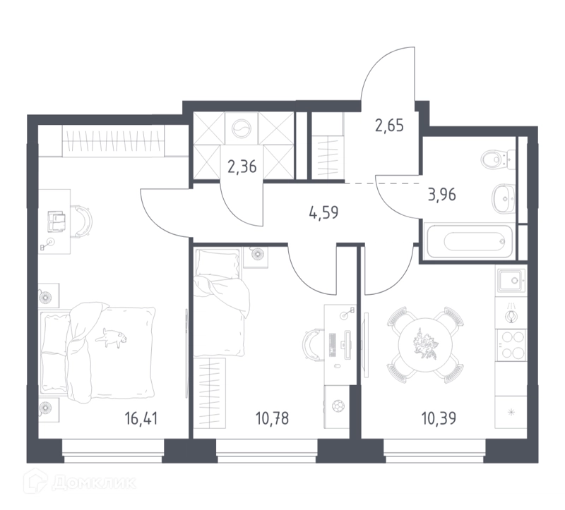 2-комнатная квартира 51.14 м² Богдановский лес