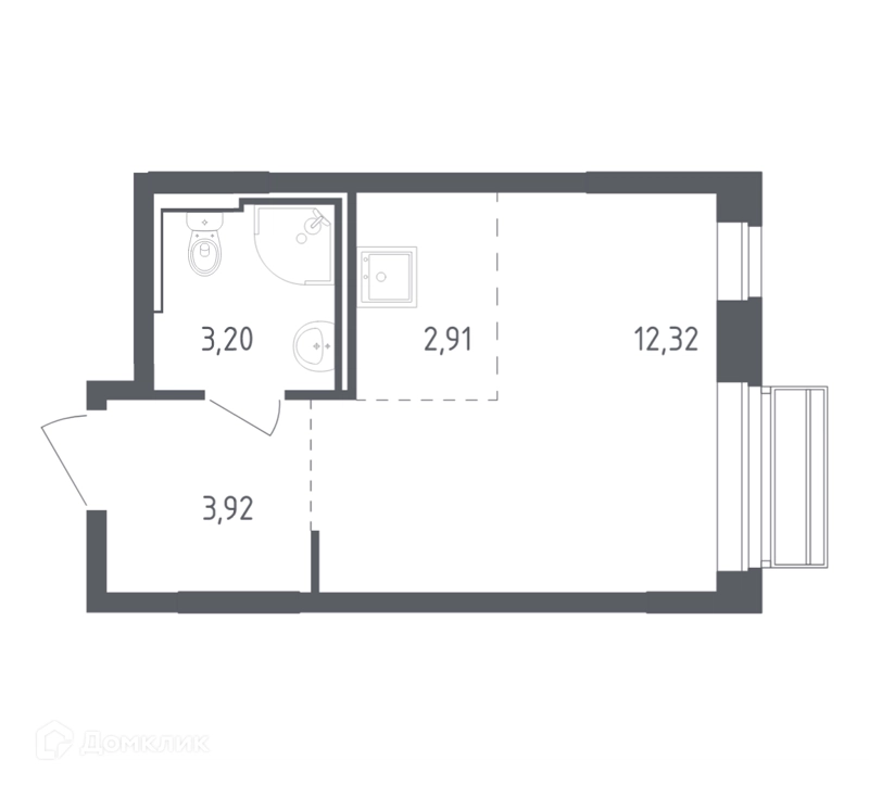 Студия 22.35 м² Рублевский квартал