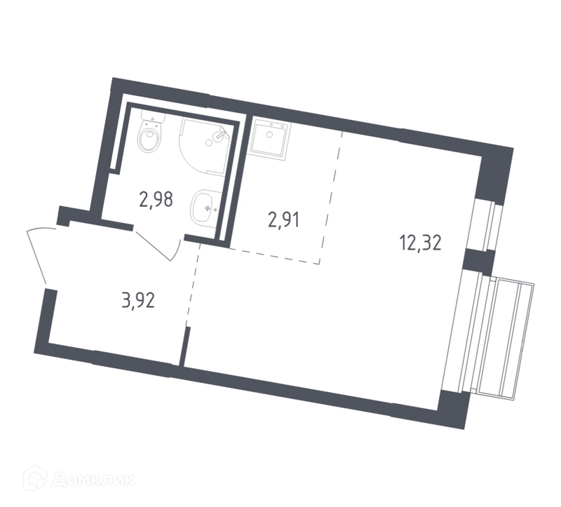 Студия 21.9 м² Рублевский квартал