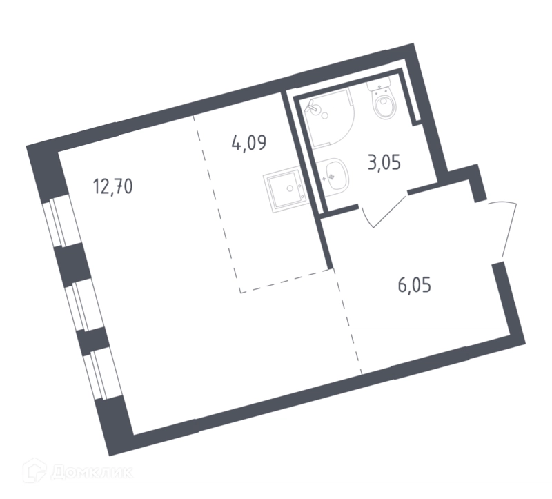 Студия 25.7 м² Рублевский квартал