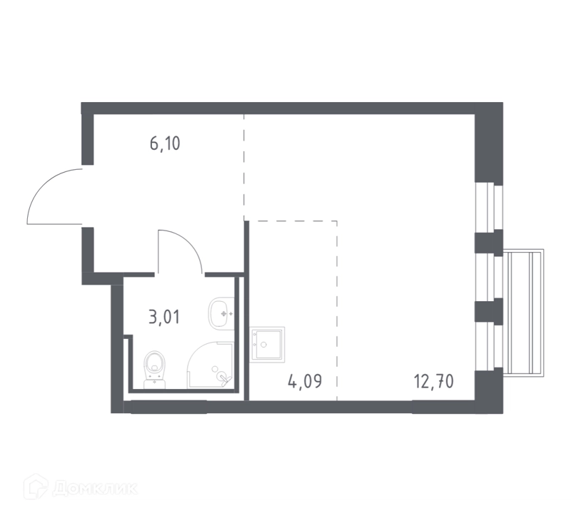 Студия 25.5 м² Рублевский квартал