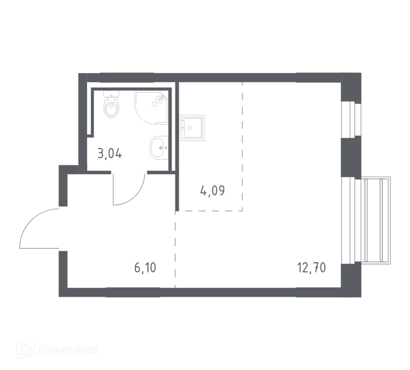 Студия 25.8 м² Рублевский квартал