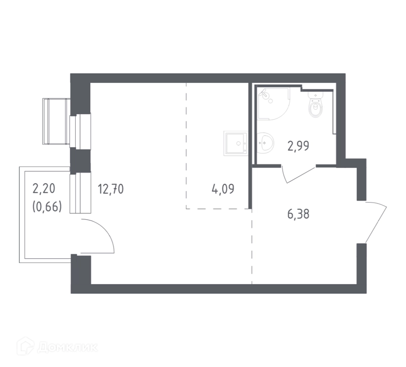 Студия 26.82 м² Рублевский квартал
