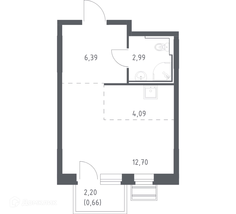 Студия 26.83 м² Рублевский квартал