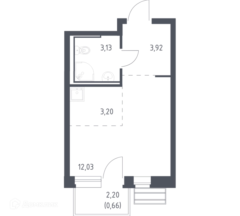 Студия 22.9 м² Рублевский квартал