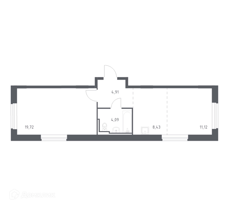 1-комнатная квартира 47.8 м² Рублевский квартал