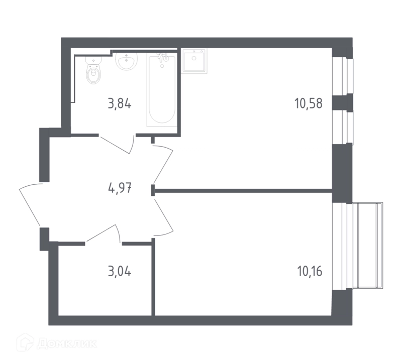 1-комнатная квартира 32.59 м² Рублевский квартал